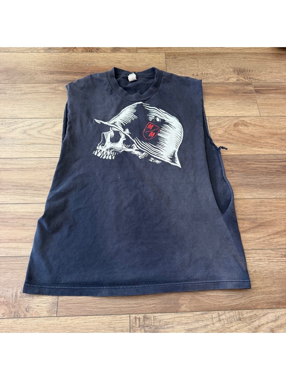 Vtg Y2K Metal Mulisha OG Skull Helmet Cut Off Tank L